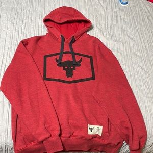 Men’s Under Armour Project Rock Hooded Sweatshirt Red size medium